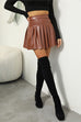 Rebadress High Waist Faux Leather Pleated Mini Skirt