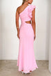 Rebadress Frill One Shoulder Sleeveless Cut Out Maxi Dress