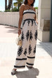 Rebadress Halter Smocked Tube Wide Leg Printed Jumpsuit