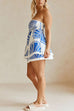 Rebadress Seashell Print Strapless Ruffle Tube Top and Wrap Mini Skort Set