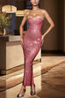 Rebadress Strapless Tube Back Slit Rhinestone Maxi Party Dress