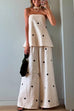 Rebadress Polka Dot Strapless Top and Wide Leg Palazzo Pants Set