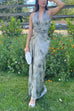 Rebadress Halter Tie Knot Sleeveless Tie Dye Maxi Dress