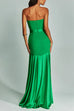 Rebadress Mesh V Neck Strapless Splice Flare Maxi Party Dress