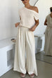 Rebadress Elastic Waist Pocketed Wide Leg Cotton Linen Pants