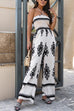 Rebadress Halter Smocked Tube Wide Leg Printed Jumpsuit