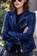 Rebadress Vintage Lapel Zip Up Faux Leather Moto Jacket