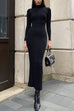 Rebadress Mockneck Long Sleeves Bodycon Knit Maxi Dress