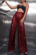 Rebadress Sparkly Elastic Waist Wide Leg Sequin Pants