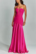 Rebadress Mesh V Neck Strapless Splice Flare Maxi Party Dress