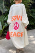 Rebadress Open Front Love and Peace Pattern Long Sweater Cardigan(in 5 Colors)