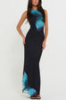 Rebadress Back Lace-up Sleeveless Butterfly Print Maxi Dress