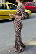 Rebadress Boat Neck Bell Sleeves Animal Print Maxi Dress