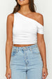 Rebadress Asymmetrical Shoulder Ruched Crop Top