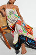 Rebadress Tie Back Cut Out Graffiti Print Flowy Maxi Cami Dress