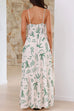 Adjustable Strap Tiered Palm Cactus Print Maxi Dress