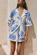 Rebadress V Neck Short Sleeves Shirt and Drawstring Waist Shorts Seashell Print Set