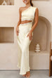 Rebadress One Shoulder Lace Trim Cut Out Sleeveless Maxi Dress