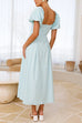 Rebadress V Neck Twist Front Puff Sleeves Cut Out Maxi Dress