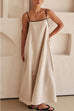 Rebadress Adjustable Strap Backless Cotton Linen Maxi Dress