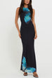 Rebadress Back Lace-up Sleeveless Butterfly Print Maxi Dress