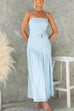 Adjustable Strap Splice High Slit Maxi Dress