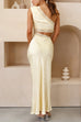 Rebadress One Shoulder Lace Trim Cut Out Sleeveless Maxi Dress