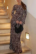 Rebadress Boat Neck Bell Sleeves Animal Print Maxi Dress