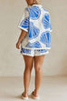 Rebadress V Neck Short Sleeves Shirt and Drawstring Waist Shorts Seashell Print Set