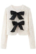 Rebadress Long Sleeves Bow Knot Glitter Sequin Top