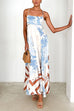 Spaghetti Strap Floral Print Swing Maxi Vacation Dress