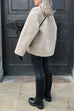 Rebadress Button Down Pocketed Faux Fur Fleece Coat