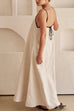 Rebadress Adjustable Strap Backless Cotton Linen Maxi Dress