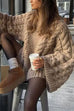 Rebadress Round Neck Oversized Cable Knit Sweater