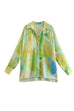 Rebadress Long Sleeves Button Front Tie Dye Blouse Shirt