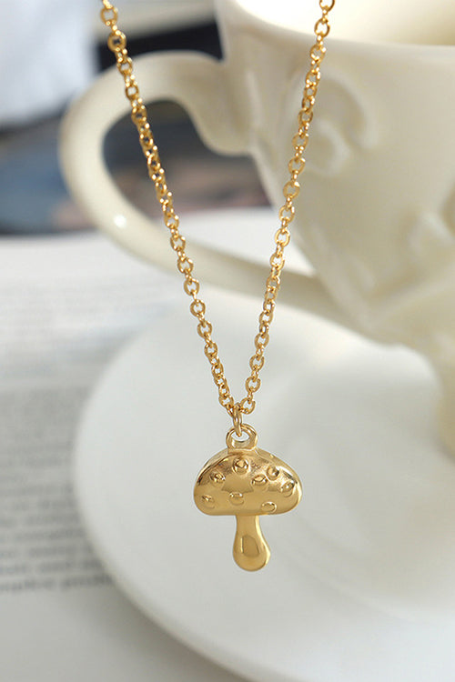 Rebadress Cute Little Stereoscopic Mushroom Pendant Necklace