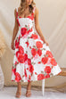 Adjustable Strap Floral Print Swing Midi Dress