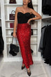 Rebedress Christmas Party High Waist Sequin Bodycon Maxi Skirt