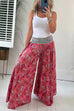 Rebadress Elastic Waist Wide Leg Palazzo Printed Casual Pants