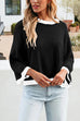 Rebadress Crewneck Drop Shoulder Color Block Knit Sweater