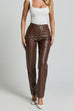 Rebadress High Rise Pocketed Casual Faux Leather Pants