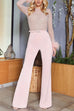 Rebadress Feather-Paneled Long Sleeves Bell Bottoms Sequin Jumpsuit