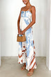 Spaghetti Strap Floral Print Swing Maxi Vacation Dress