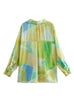 Rebadress Long Sleeves Button Front Tie Dye Blouse Shirt