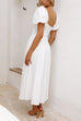 Rebadress V Neck Twist Front Puff Sleeves Cut Out Maxi Dress