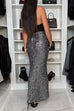 Rebedress Christmas Party High Waist Sequin Bodycon Maxi Skirt