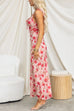 V Neck Ruffle Trim Sleeveless Floral Print Maxi Dress