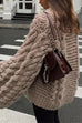 Rebadress Round Neck Oversized Cable Knit Sweater