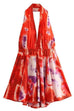 Rebadress Deep V Neck Halter Backless Printed Mini Vacation Dress