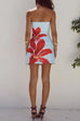 Rebadress Strapless Tube Pocketed Lily Print Mini Dress